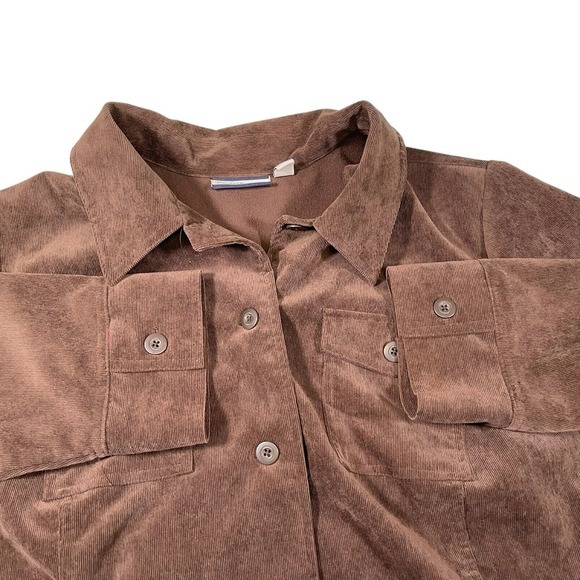 croft & barrow Jackets & Blazers - Croft &‎ Barrow XL Brown Corduroy Button Down Shirt Jacket Dark Academia